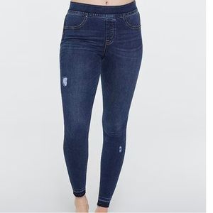 Spanx Shape and Lift Distressed Skinny Jeans-Blue | Size: L/G